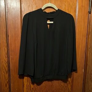 NWT New York & Company Black Cut-Out Mandarin Collar Womens Small Blouse